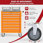 7 Drawers Rolling Tool Chest with Wheels, Portable Rolling Tool Boxes with Wheels, Tool Box Storage Cabinet with Locking System for Workshop(Orange, 7 Drawers)