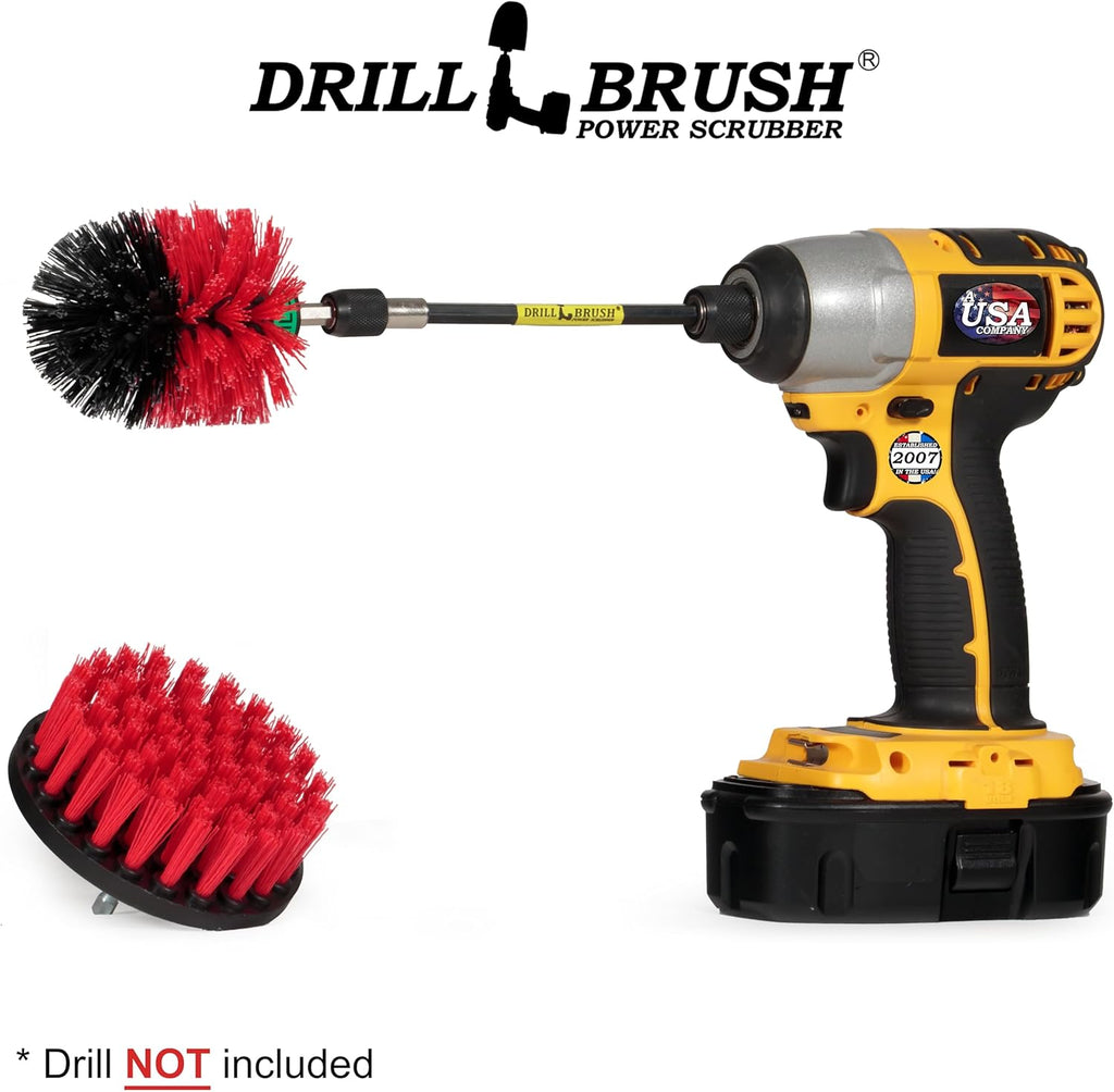 Cleaning Kit with Extension - Outside Patio and Deck Brush - Rust Tool Remover Brush - Concrete Swimming Pools Cleaner - Garden Fountain Brush Cleaner - Monuments and Headstones Restoration Brushes