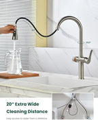 APPASO 3-Way Filter Faucet, Kitchen Faucet with Water Filter, 3 in 1 Faucet for Kitchen Sink Commercial Single Handle, SUS304 Stainless Steel Brushed Nickel (Without Filtration Device)