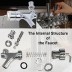 Wadoy Beer Keg Cleaning Kit, Draft Line Shank Replacement Parts, ID 3/16" OD 7/16" Hose 5ft With 1/4'' Keg Coupler Barb, Self-Closing Tap Faucet for Kegerator