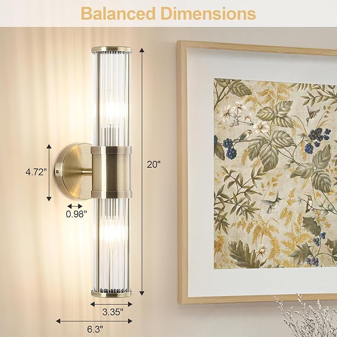 Glass Rods Wall Light Fixture Indoor Antique Bronze Bathroom Vanity Lights Fixtures Beside Mirror Lighting Lamps Up and Down Wall Mounted Light E12 Socket