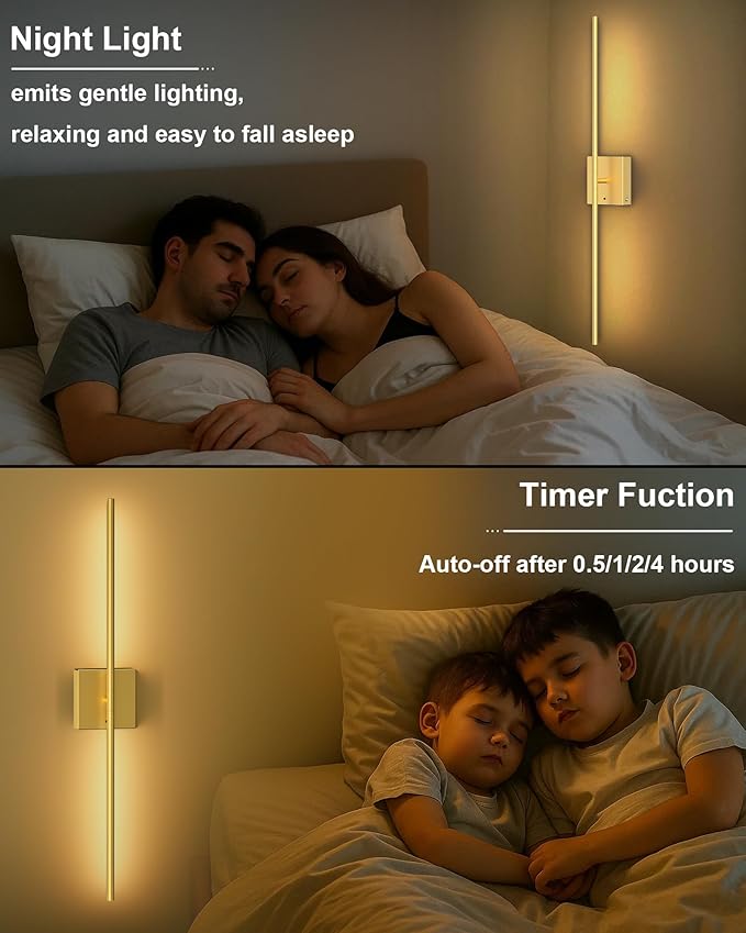 Battery Operated Wall Sconce Set of Two: Wireless Rechargeable Wall Lights with Touch and Remote Control, 360°Rotatable 4CCT Dimmable Cordless Sconces Decor Gold Scone for TV Wall Bedroom Hallway