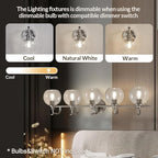 ANDY STAR 5-Light Brushed Nickel Bathroom Light Fixture, 35" Large Wall Sconce, Glass Globe Design, Perfect for Large Bathrooms, Double Vanities, Elegant Linear Design