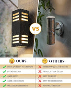 harriet Porch Lights Outdoor Modern - IP64 Waterproof Aluminum and Tempered Glass Cover, 13" Rectangular Up/Down Wall Sconce for Porch, Garage & Patio, Exterior Lighting, Black