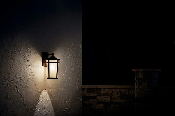 Kichler Atwood 17.75" 1 Light Outdoor Wall Light with Light Umber Mist and Brown Stone