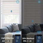SmartWings Motorized Zebra Shades Work with HomeKit, Alexa, Google Home, 60% Blackout Light Filtering Day Night Sheer Blinds, Privacy Light Control, for Home/Office, Customized, Ivory