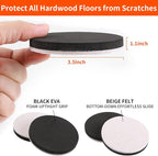 Ezprotekt 3.5" Felt Furniture Movers Sliders for Hardwood & Vinyl Floors, 16 Pcs Round Reusable Felt Furniture Moving Pads for Heavy Duty Sofa Bed Couch Cabinet, Move Items and Quickly (Beige)