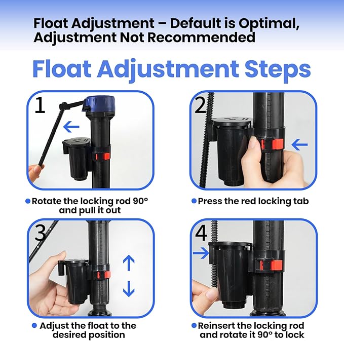 Jamini Toilet Fill Valve Replacement Kit, Quick-Install Inlet Valve with Connector & Refill Tube, Fixes Slow Filling, Leaks, Noisy Tank, Universal for Most Toilet Tanks