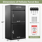 Package Delivery Boxes for Outside, Extra Large Capacity Modern Mailbox, Outdoor Freestanding Porch Box for Package (Black)