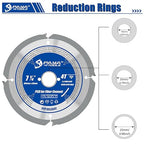 PCD Circular Saw Blade, 7-1/4-Inch x 4 Teeth x 30mm Bore (16, 20 & 25mm Reduction Rings Included), Polycrystalline Diamond Tipped for Fibre Cement Board, Hard Materials