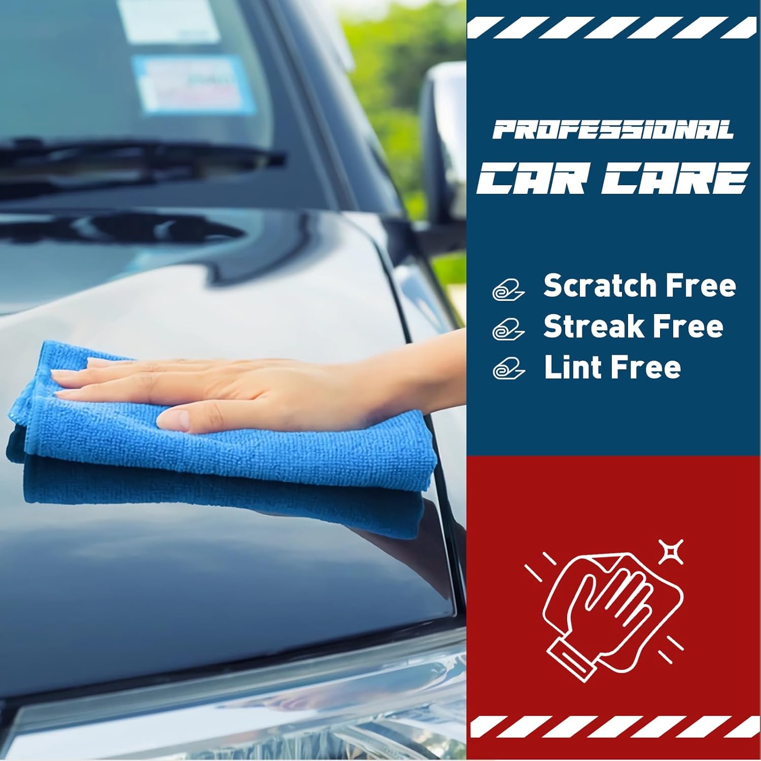 Microfiber Cleaning Cloths-18 Pack, Cleaning Rags, Microfiber Towels for Cars, Home Blue (12x12 inches)