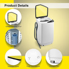 COSTWAY Portable Washing Machine, 7.7lbs Capacity Compact Laundry Washer and Spin Combo with 6 Programs, Built-in Barrel Light, Full-Automatic Washing Machine for Apartments Camping RVs Dorm, Yellow