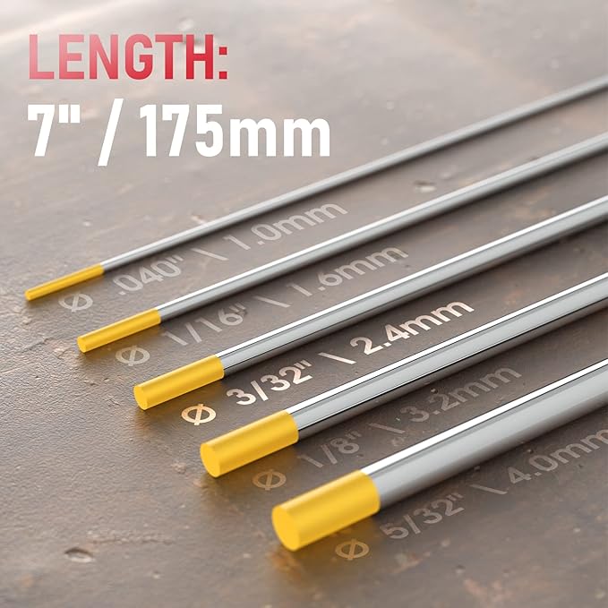 YESWELDER TIG Welding Tungsten Electrode 1.5% Lanthanated 3/32 x7" (Gold, WL15/EWLa-1.5) 10-pk