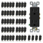 ELEGRP Decorator Receptacle, 15A 125V Standard Electrical Wall Outlet, 2 Pole 3 Wire, No-Tamper Resistant, NEMA 5-15R, Self-Grounding Residential Grade Outlet, UL (Glossy Black, 50 Pack)