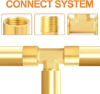 GASHER 5PCS Metals Brass Pipe Fitting Barstock Male Branch Tee T Adapter 1/4" Female x 1/4" NPT Female x 1/4" NPT Male