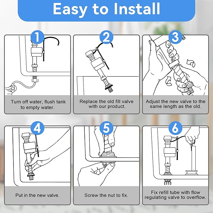 Saillong 3 Inch Universal Toilet Tank Replacement Kit, Toilet Flusher Fill Valve with Low Flow Flapper Repair Kit, Side Mount Flush Brass Handle, Adjustable Water Level, Easy to Install(Red)