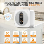 2.5 Gallon Mini Tank Water Heater,Under Sink Instant Hot Water with LED Display,1500W 120V Compact Design Small Water Heater for RV,Kitchen,with 1/2" NPT T&P Valve,3-Way Fitting Valve Grey