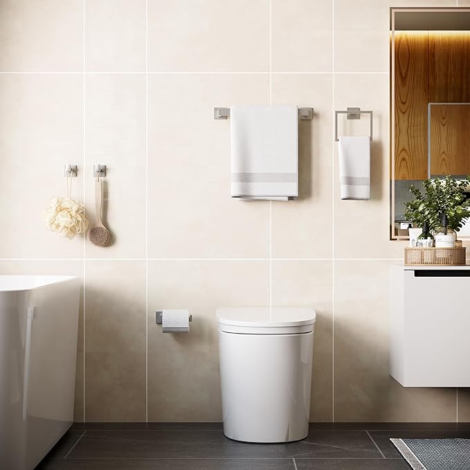 5-Piece Bathroom Hardware Accessories Set, 23.6 Inch SUS304 Stainless Steel Towel Bar Set, Wall Mounted Bathroom Towel Holders, Towel Hooks with Toilet Paper Holder