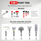 Multi Angle Paint Brush Extender V2, Long Handle Paint Brush, Extension Pole Attachments for Paint Roller, Paint Edger Tool for High Ceilings, Corner Painting Tool for Paint Extension Pole (White)