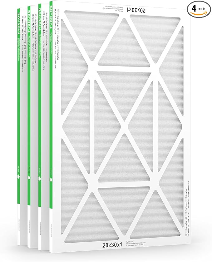 20x30x1 Air Filter 4 Pack, MERV 8 Pleated Dust Defense Air Filters Replacement Air Conditioner HVAC AC Furnace Filter, Durable and Lightweight