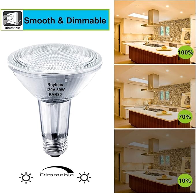 PAR30 Long Neck, 6PCS PAR30L Flood Light Bulbs Dimmable, PAR30 Bulb 120V 50W Replacement, Long Lasting Lifetime, High brightness Warm White, E26 Medium Screw Base, 39PAR30/FL for Recessed Light Bulb