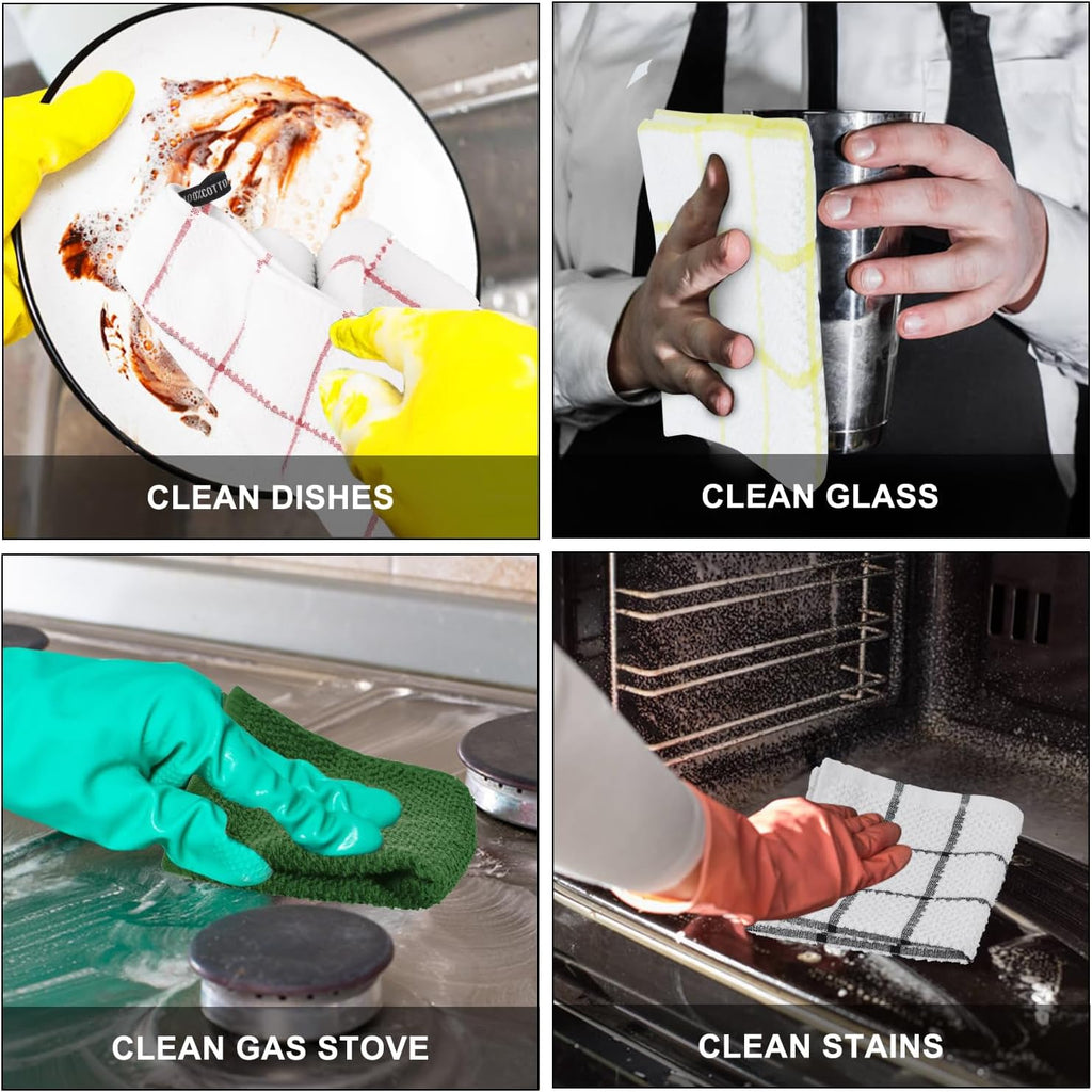 Nialnant 8 Pack Dish Cloths for Washing Dishes, 100% Cotton Reusable Cleaning Rag, Quick Drying Dish Towels for Kitchen,12x12 Inches,Yellow Plaid