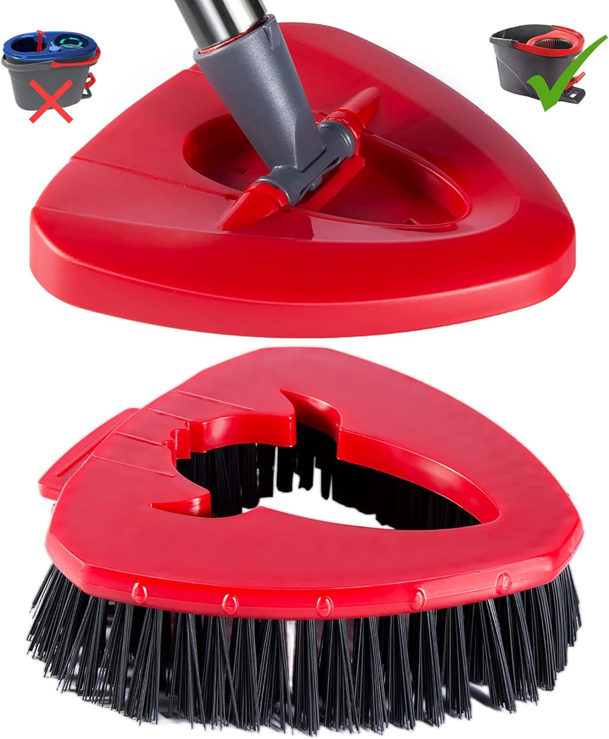 Spin Mop Scrub Brush with Mop Head Base Compatible for O Cedar EasyWring 1-Tank System, Floor Scrubber Mop Head Replacement Cleaning Brush for Bathroom, Kitchen, Tub and Tile, Spin Mop Attachments