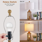 Touch Control Farmhouse Table Lamp Set of 2 with 2 USB Ports, 3 Way Dimmable Bedside Lamps with 2 LED Nightlight，Rustic Nightstand Lamps for Bedroom, Living Room Office (4 LED Bulbs Included)