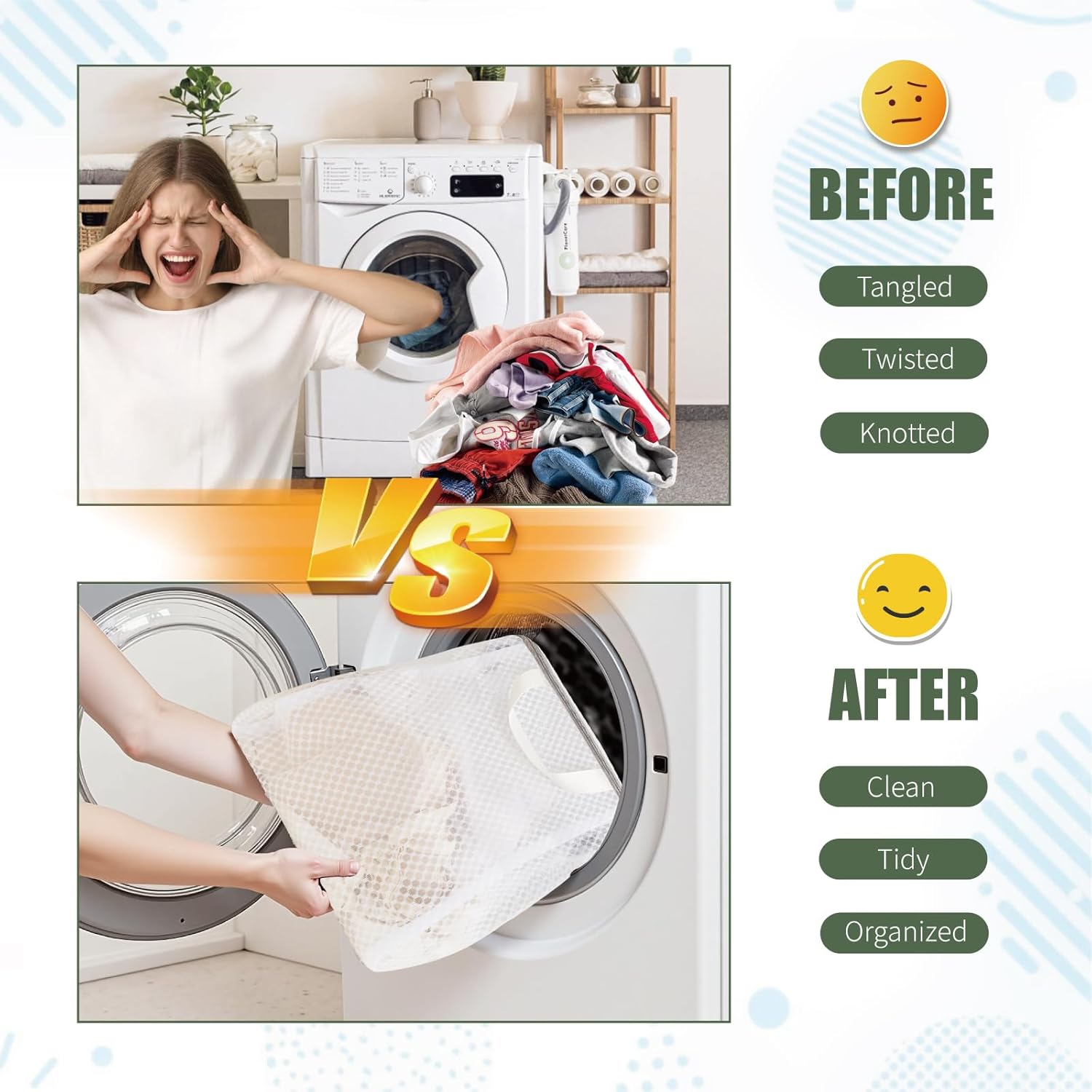 GWT 4Pcs 3D Mesh Laundry Bags with Hanging Handles (S/M/L/XL) - Durable Zippered Wash Bags for Delicates, Shoes & Bulk Clothes - Space-Saving Foldable Design