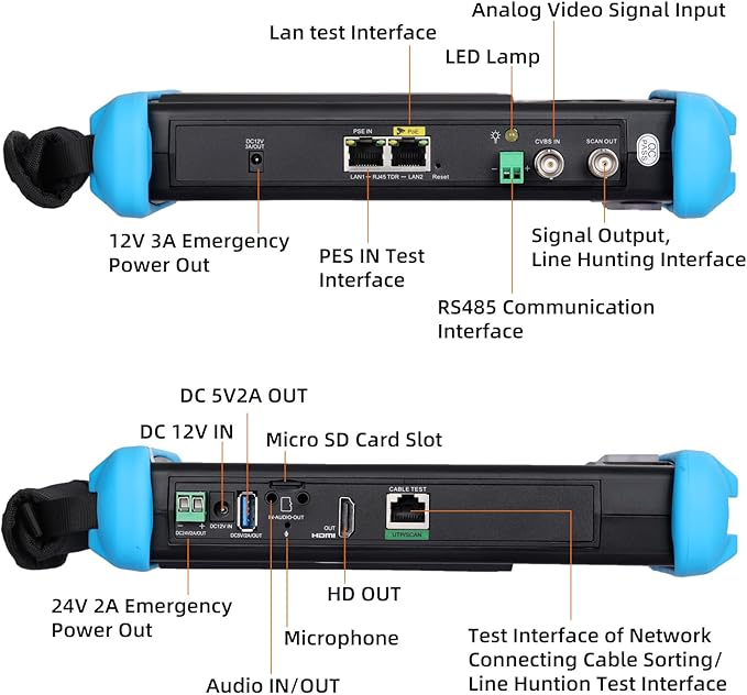 Koolertron 7" IPS Touch Screen 4K H.265 IP Camera Tester - IPC-9800 Plus,CCTV, CVBS, Analog Tester, Built-in WiFi, POE, HDMI, RJ45 TDR, Dual Window, 8GB TF Card, Firmware