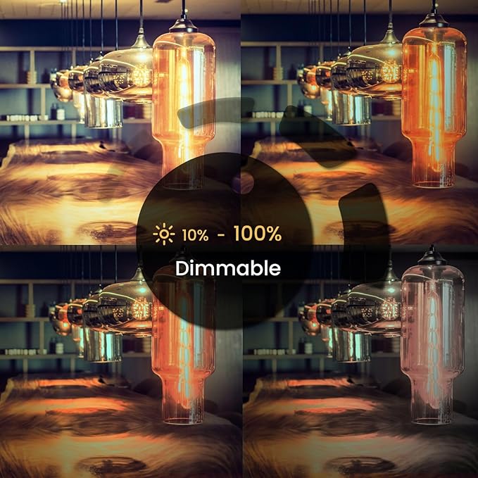 4 Pack T10 Tubular Light Bulbs, 25W Bulb, Clear Incandescent, E26 Medium Base, Warm White, Dimmable Vintage Tubular Style Showcase Bulb