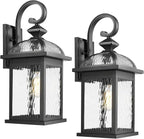 Darkaway 2pcs Outdoor Lights Fixtures Wall Mount, Large 22inch Outdoor Wall Sconce Lights with Water Ripple Glass Outside Exterior Lights Fixture for House Front Porch Patio