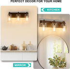 3-Light Bathroom Light Fixtures Modern ORB Vanity Lights for Bathroom Lighting Fixtures Over Mirror with Clear Glass Shade for Cabinet Mirror Bedroom Hallway