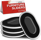 Upgrade Furniture Sliders, Furniture Sliders for Carpets, 4 PCS 5.8*4.3" Moving Pads With Anti-Slip Groove, Oval Furniture Moving Sliders for Easy Move Bed Tables Cabinet Heavy Duty, Protect Carpets