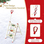 3 Step Ladder, Christmas Tree 3 Step Ladder with Single-Handrail, 3 Step Stool with Anti-Slip Pedals for Home Kitchen,Xmas Decoration Ladder for Tree and Holiday Decoration,600lbs Max Load Capacity