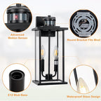 Large Motion Sensor Outdoor Sconce 2-Pack, 16" Black Dusk to Dawn Wall Light, Outdoor Wall Mount Fixtures, 2-Light Exterior Waterproof Wall Lights, Doorway, House Front Door, Patio, Garage