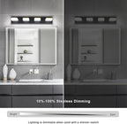 4-Light Dimmable LED Bathroom Vanity Fixture in Black/Gold with White Acrylic Shades, Rotatable Head, Sconce-Style Over-Mirror Lighting 5500K