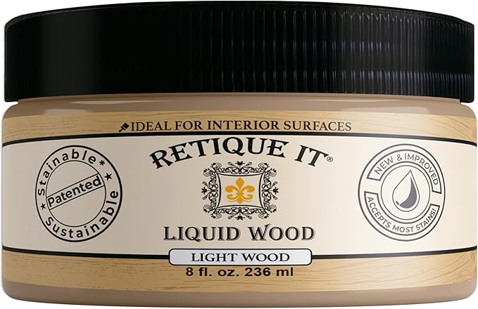 Retique It New and Improved Formula Liquid Wood Coatings - Stainable Primer - Paint It then Stain it (Light Wood, Small)