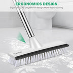 SetSail Upgraded Large 12 in Wide Floor Scrub Brush with 51-Inch Long Adjustable Handle 2 in 1 Scrape Brush Stiff Bristle Floor Scrubber for Cleaning Shower Bathroom Garage Kitchen Wall Deck Tub Tile