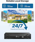 Loocam 5MP PoE Security Camera System 8CH H.265+NVR with 1TB HDD, 4pcs 4MP Wired Camera System AI Human Vehicle Detection Surveillance System Outdoor Indoor with Audio, Night Vision, 24/7 Recording