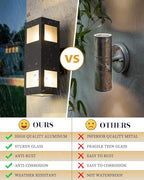 harriet Porch Lights Outdoor Modern - IP64 Waterproof Aluminum and Tempered Glass Cover, 13" Rectangular Up/Down Wall Sconce for Porch, Garage & Patio, Exterior Lighting, Black