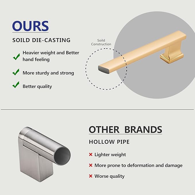 6 Pack 13.6 Inch Length|12.6 inch(320mm) Hole Center Brushed Gold Kitchen Cabinet Handles, Cabinet Pulls Kitchen Cabinet Hardware, Cupboard Pulls, Drawer Handles