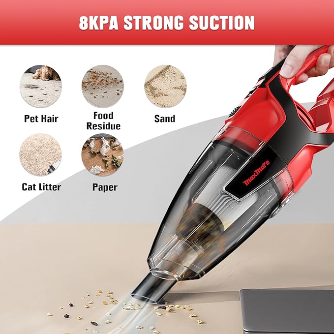 MaxMore 120W Cordless Handheld Vacuum Cleaner Compatible with Milwaukee 18V Battery (Tool Only) Portable Stick Vacuum for Home Hard Floor Carpet Car Pet Hair Cleaning