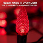 HLO Lighting Set of 500 Red C9 Faceted LED Christmas Light Bulbs for Indoor & Outdoor Use | Durable Replacement Bulbs