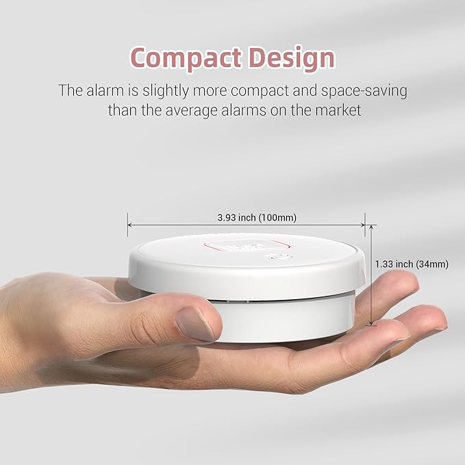 Smoke Detector, 10-Year Smoke Alarm with Photoelectric Sensor and Built-in 3V Lithum Battery, Fire Alarm with Test Button and Low Battery Warning, Fire Safety for Home, 4 Pack