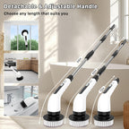 Electric Spin Scrubber, Cordless Cleaning Brush, Shower Scrubber with 7 Replaceable Brush, 2 Speeds and Adjustable Extension Handle for Bathroom Shower Bathtub Glass Car(White)