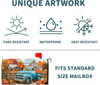 Kawani Fall Mailbox Cover - Autumn Harvest Thanksgiving Pumpkin Farm Truck Magnetic Standard Size 25.5x21 Inch Rustic Waterproof Post Box Wrap Garden Yard Decor for Outdoor