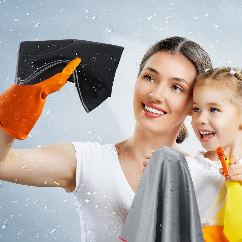 VitalCozy 6 Pcs Wine Glass Polishing Cloths Large Microfiber Cleaning Cloths 25 x 20 Inch Lintless Towels for Drying Wine Glasses Cleaning Window Stemware Dishes Glassware (12,Black，Grey)