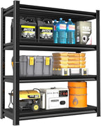 48" W Garage Shelving Heavy Duty, 2000 Lbs Loads Garage Storage Shelves Heavy Duty, Metal Shelving Units and Storage Racks, Industrial Utility Shelf,48" Wx16 Dx63 H, Black