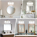 Brushed Nickel Bathroom Light Fixtures, 3-Light Modern Vanity Light Over Mirror, Wall Sconces with Milky White Frosted Glass Shades, E26 Socket (Bulbs Not Included)